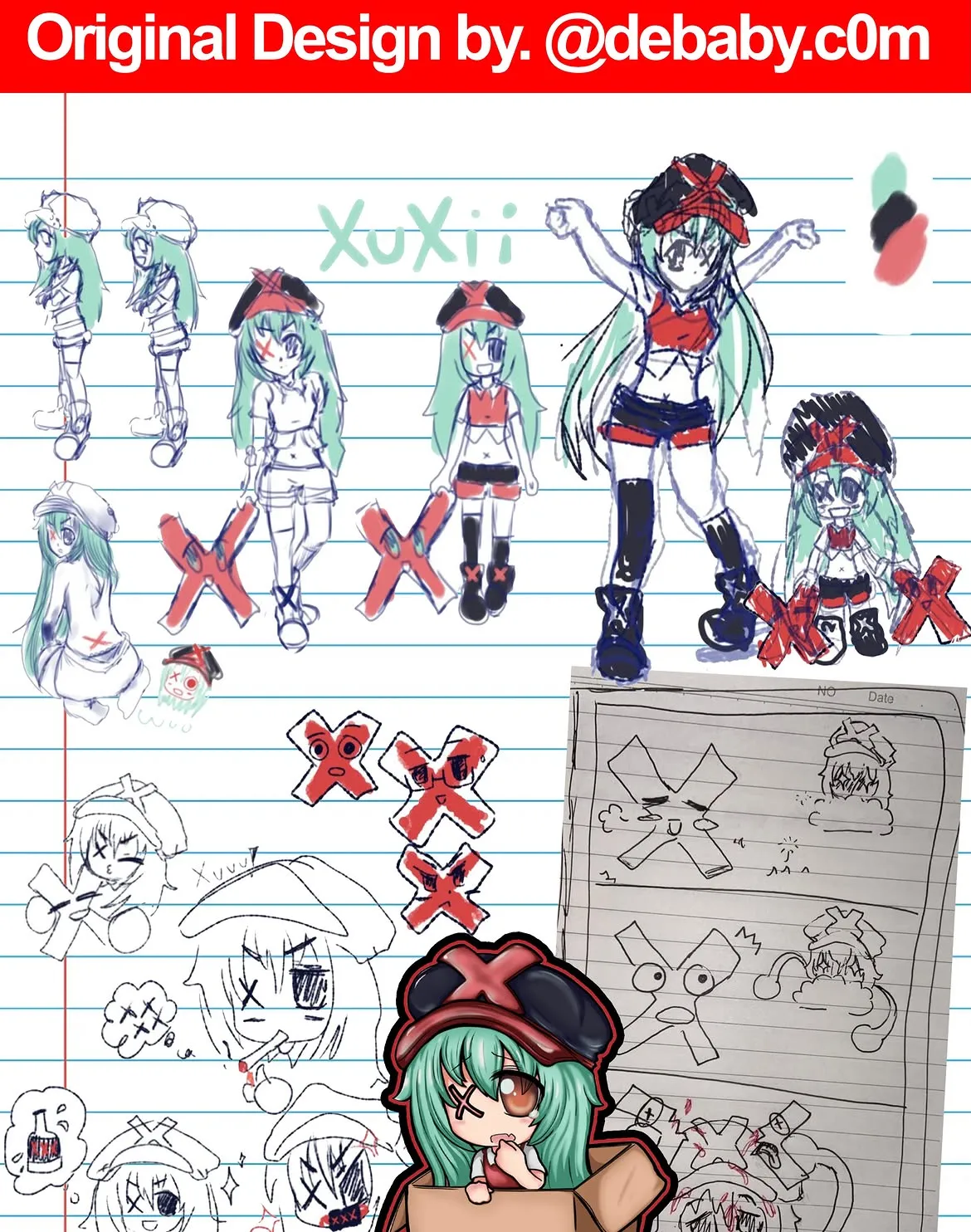 Xuxii: diseño original y bocetos por @debaby.c0m