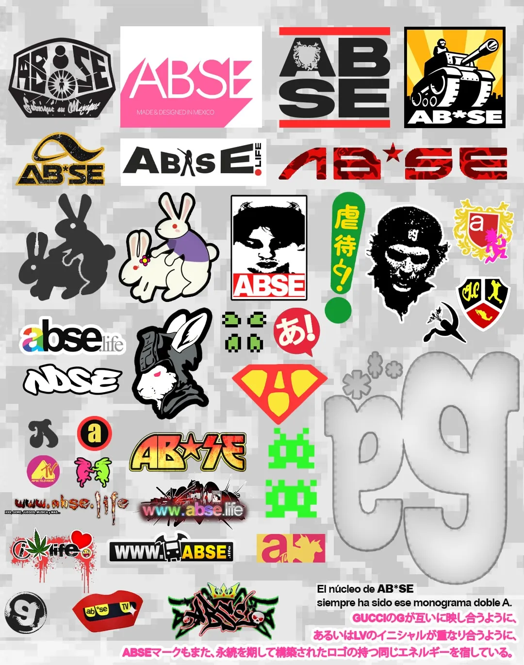 Collage con la historia de logos y marcas de AB*SE
